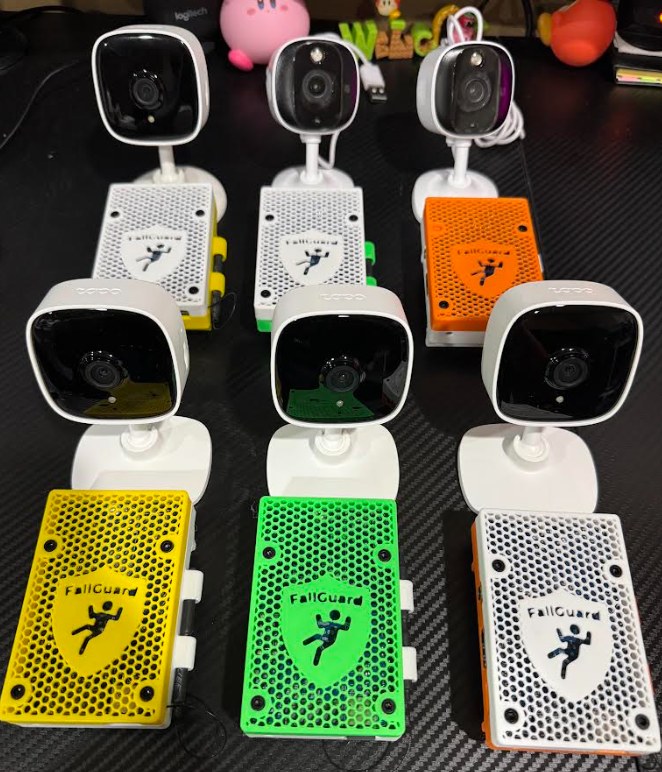 FallGuard Flex prototypes with separate Wi-Fi cameras and computation hubs